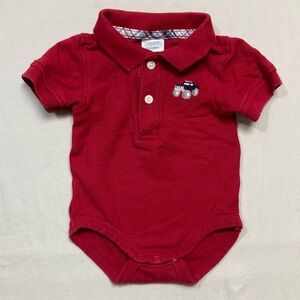 Gymboree Infant Baby Newborn Polo Onesie 0-3 Month Red Truck Preppy Collared Top